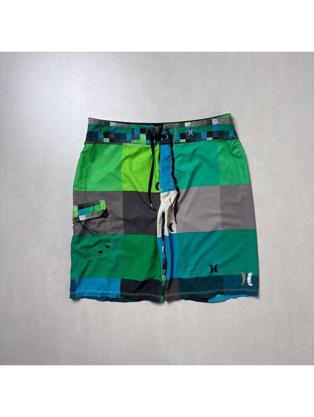 Y2K Hurley Surf Board Green Shorts